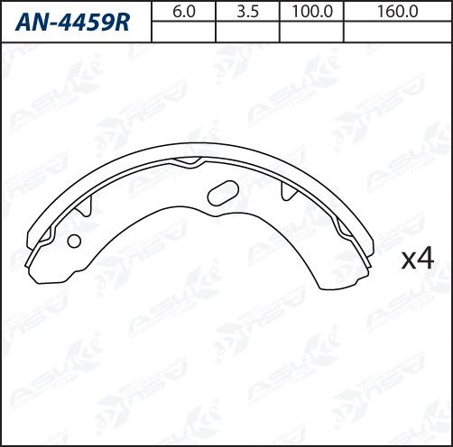 ASUKI AN-4459R - Комплект гальм, барабанний механізм autozip.com.ua