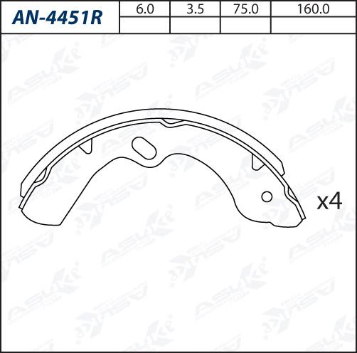 ASUKI AN-4451R - Комплект гальм, барабанний механізм autozip.com.ua