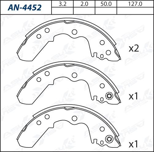 ASUKI AN-4452 - Комплект гальм, барабанний механізм autozip.com.ua