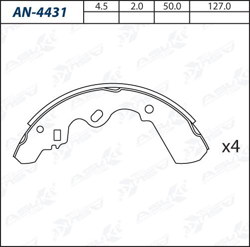 ASUKI AN-4431 - Комплект гальм, барабанний механізм autozip.com.ua