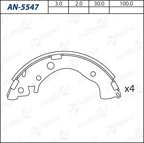 ASUKI AN-5547 - Комплект гальм, барабанний механізм autozip.com.ua