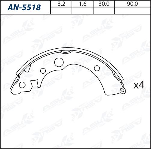 ASUKI AN-5518 - Комплект гальм, барабанний механізм autozip.com.ua