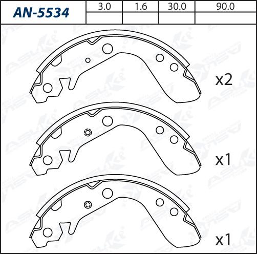 ASUKI AN-5534 - Комплект гальм, барабанний механізм autozip.com.ua