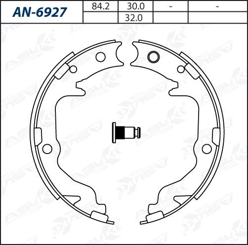 ASUKI AN-6927 - Комплект гальм, барабанний механізм autozip.com.ua