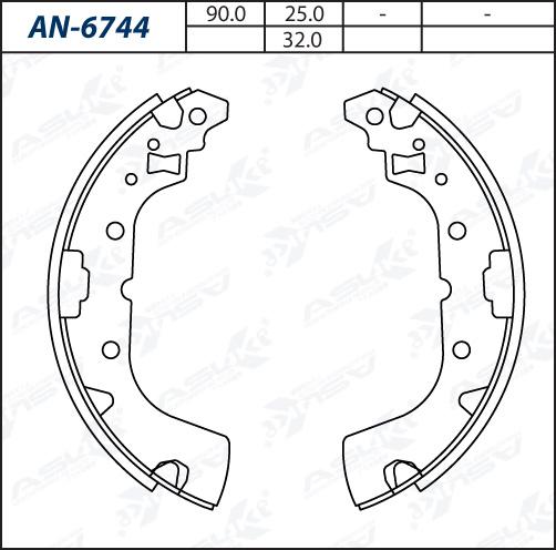 ASUKI AN-6744 - Комплект гальм, барабанний механізм autozip.com.ua