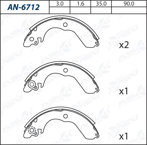 ASUKI AN-6712 - Комплект гальм, барабанний механізм autozip.com.ua