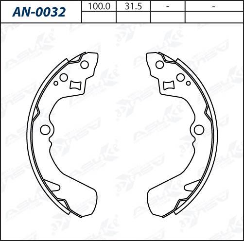 ASUKI AN-0032 - Комплект гальм, барабанний механізм autozip.com.ua