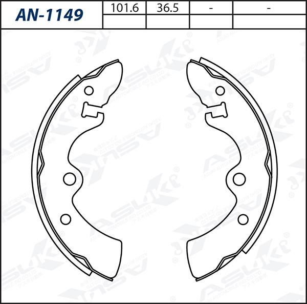 ASUKI AN-1149 - Комплект гальм, барабанний механізм autozip.com.ua