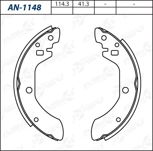 ASUKI AN-1148 - Комплект гальм, барабанний механізм autozip.com.ua