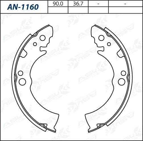ASUKI AN-1160 - Комплект гальм, барабанний механізм autozip.com.ua