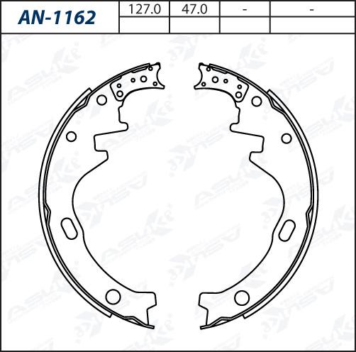 ASUKI AN-1162 - Комплект гальм, барабанний механізм autozip.com.ua
