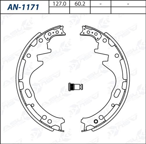 ASUKI AN-1171 - Комплект гальм, барабанний механізм autozip.com.ua