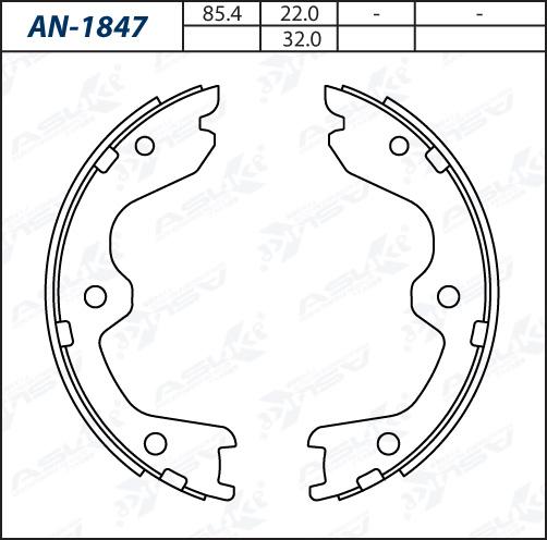 ASUKI AN-1847 - Комплект гальм, барабанний механізм autozip.com.ua