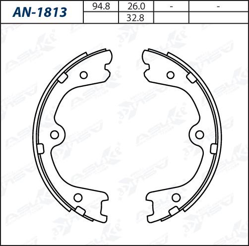 ASUKI AN-1813 - Комплект гальм, барабанний механізм autozip.com.ua