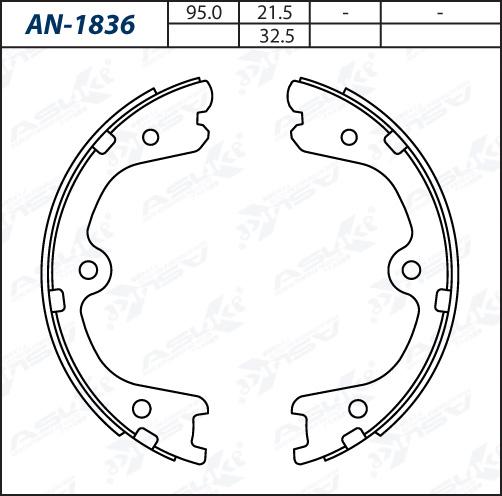 ASUKI AN-1836 - Комплект гальм, барабанний механізм autozip.com.ua