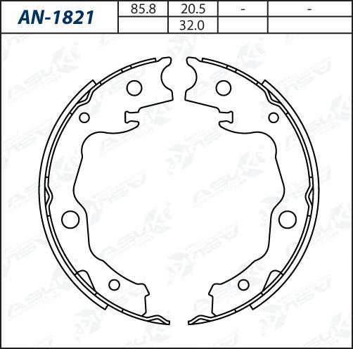 ASUKI AN-1821 - Комплект гальм, барабанний механізм autozip.com.ua