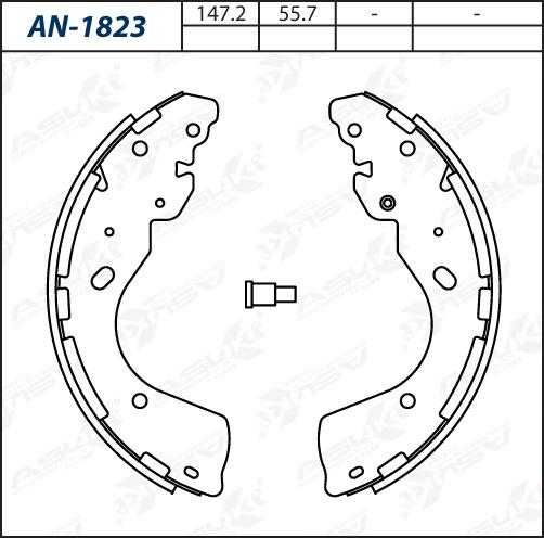 ASUKI AN-1823 - Комплект гальм, барабанний механізм autozip.com.ua