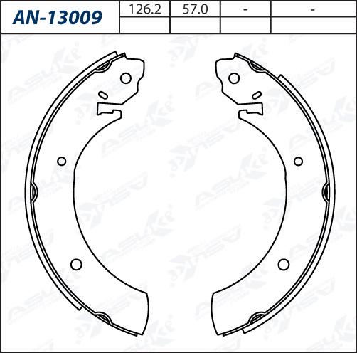 ASUKI AN-13009 - Комплект гальм, барабанний механізм autozip.com.ua