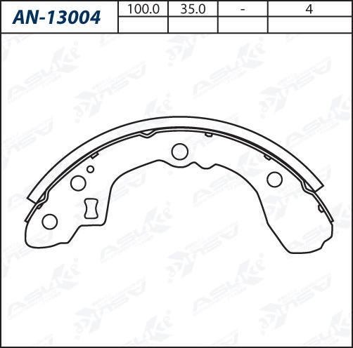 ASUKI AN-13004 - Комплект гальм, барабанний механізм autozip.com.ua
