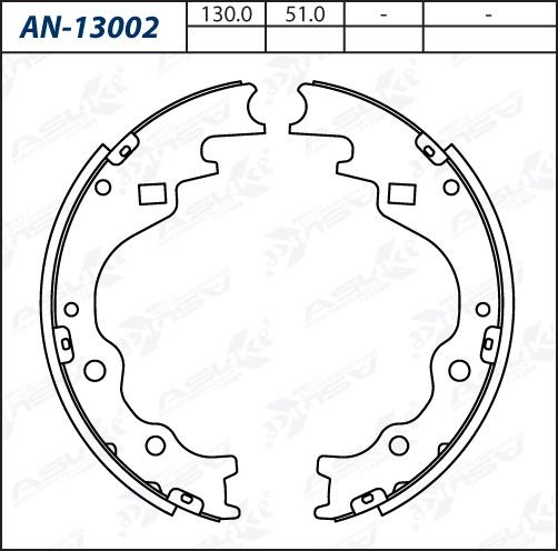 ASUKI AN-13002 - Комплект гальм, барабанний механізм autozip.com.ua