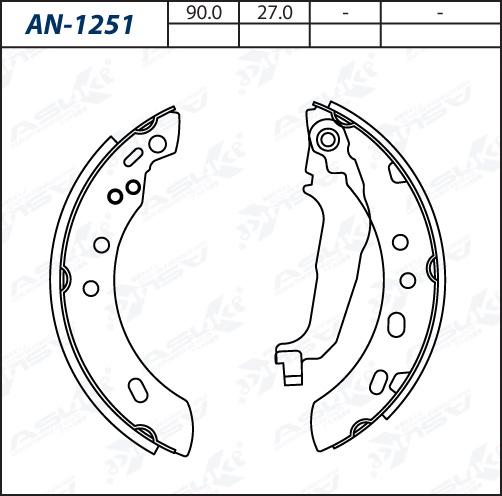 ASUKI AN-1251 - Комплект гальм, барабанний механізм autozip.com.ua
