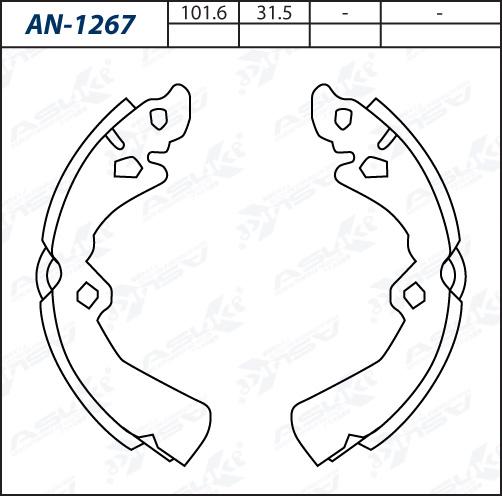 ASUKI AN-1267 - Комплект гальм, барабанний механізм autozip.com.ua