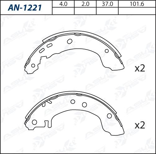 ASUKI AN-1221 - Комплект гальм, барабанний механізм autozip.com.ua