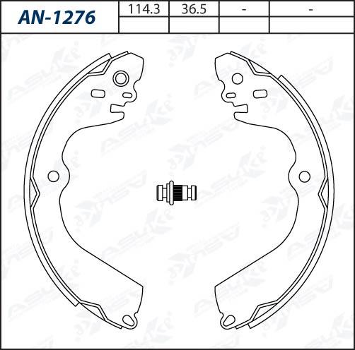 ASUKI AN-1276 - Комплект гальм, барабанний механізм autozip.com.ua