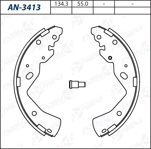 ASUKI AN-3413 - Комплект гальм, барабанний механізм autozip.com.ua