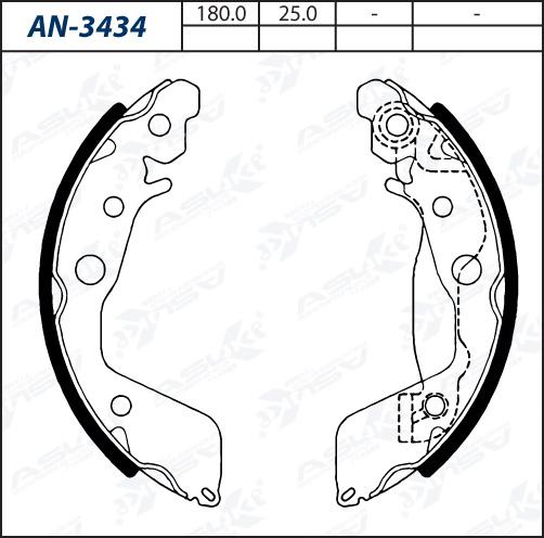 ASUKI AN-3434 - Комплект гальм, барабанний механізм autozip.com.ua