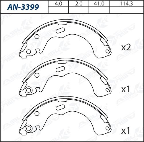 ASUKI AN-3399 - Комплект гальм, барабанний механізм autozip.com.ua