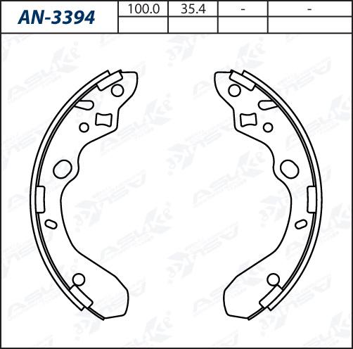 ASUKI AN-3394 - Комплект гальм, барабанний механізм autozip.com.ua