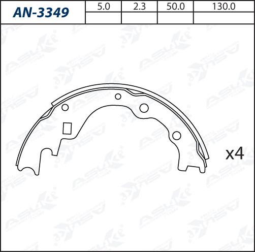 ASUKI AN-3349 - Комплект гальм, барабанний механізм autozip.com.ua
