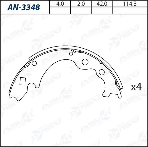 ASUKI AN-3348 - Комплект гальм, барабанний механізм autozip.com.ua