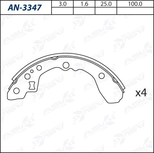 ASUKI AN-3347 - Комплект гальм, барабанний механізм autozip.com.ua