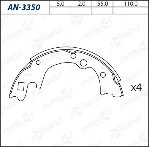 ASUKI AN-3350 - Комплект гальм, барабанний механізм autozip.com.ua