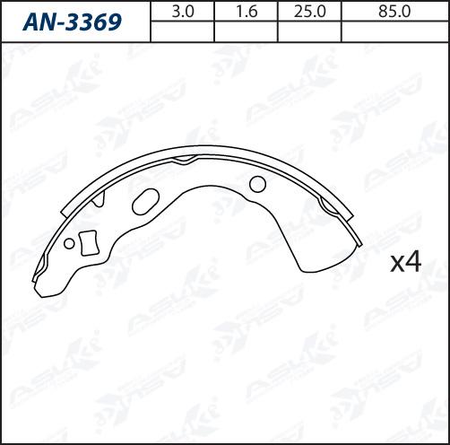 ASUKI AN-3369 - Комплект гальм, барабанний механізм autozip.com.ua