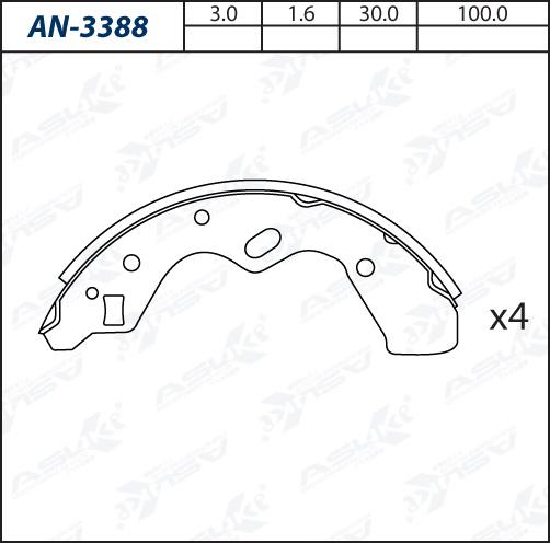 ASUKI AN-3388 - Комплект гальм, барабанний механізм autozip.com.ua