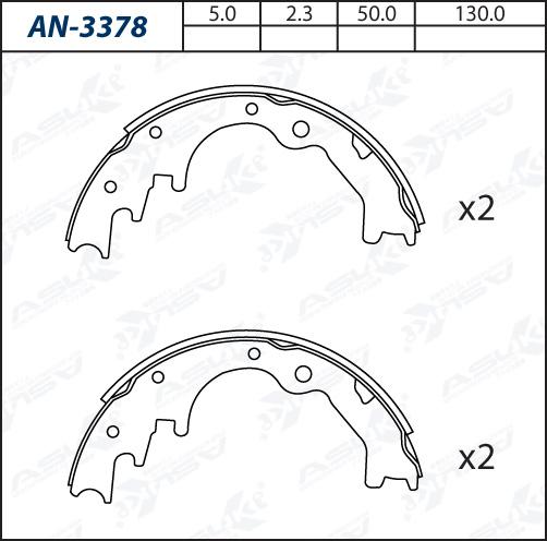ASUKI AN-3378 - Комплект гальм, барабанний механізм autozip.com.ua
