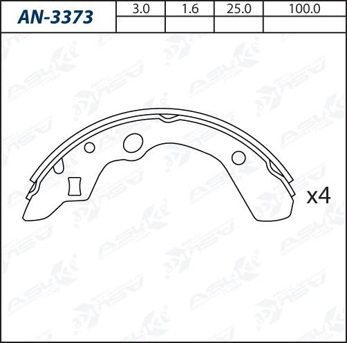 ASUKI AN-3373 - Комплект гальм, барабанний механізм autozip.com.ua