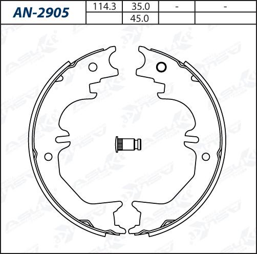 ASUKI AN-2905 - Комплект гальм, барабанний механізм autozip.com.ua