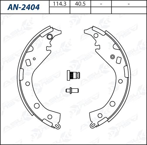 ASUKI AN-2404 - Комплект гальм, барабанний механізм autozip.com.ua
