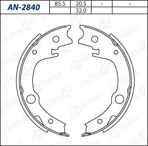 ASUKI AN-2840 - Комплект гальм, барабанний механізм autozip.com.ua