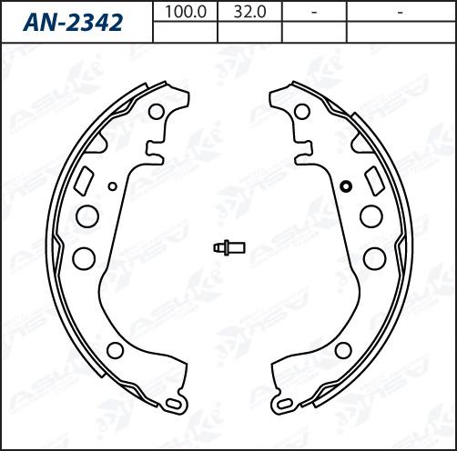 ASUKI AN-2342 - Комплект гальм, барабанний механізм autozip.com.ua
