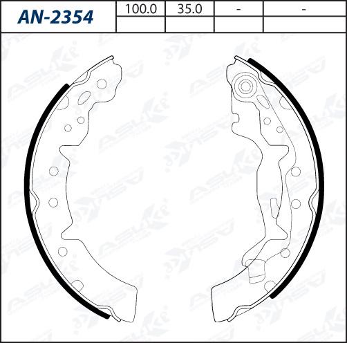ASUKI AN-2354 - Комплект гальм, барабанний механізм autozip.com.ua
