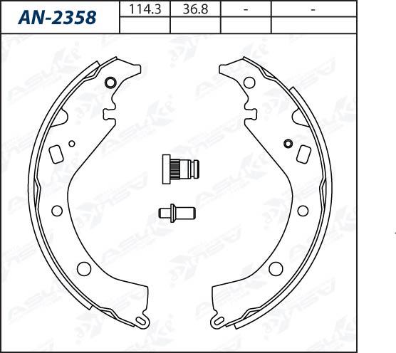ASUKI AN-2358 - Комплект гальм, барабанний механізм autozip.com.ua
