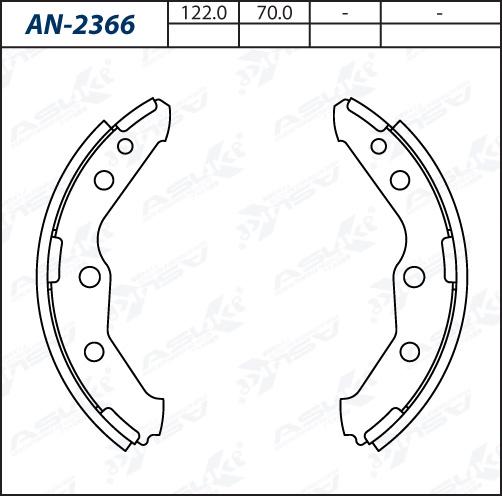 ASUKI AN-2366 - Комплект гальм, барабанний механізм autozip.com.ua