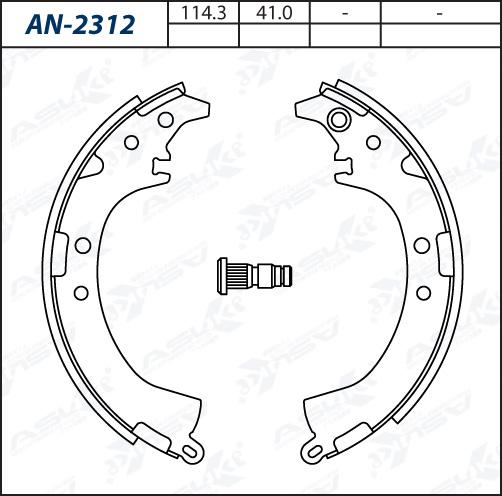 ASUKI AN-2312 - Комплект гальм, барабанний механізм autozip.com.ua