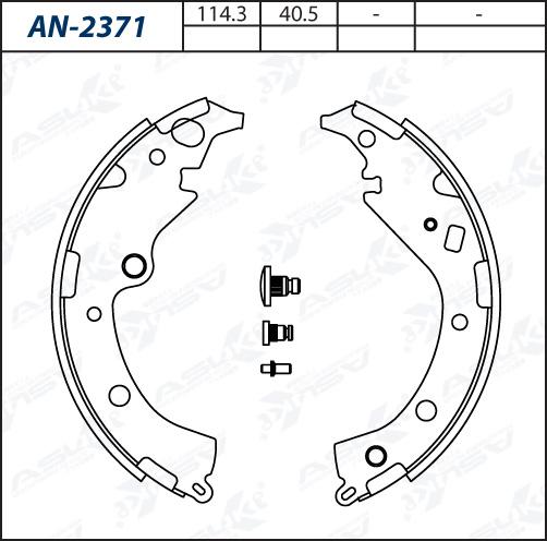 ASUKI AN-2371 - Комплект гальм, барабанний механізм autozip.com.ua