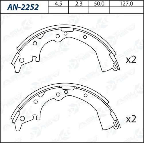 ASUKI AN-2252 - Комплект гальм, барабанний механізм autozip.com.ua